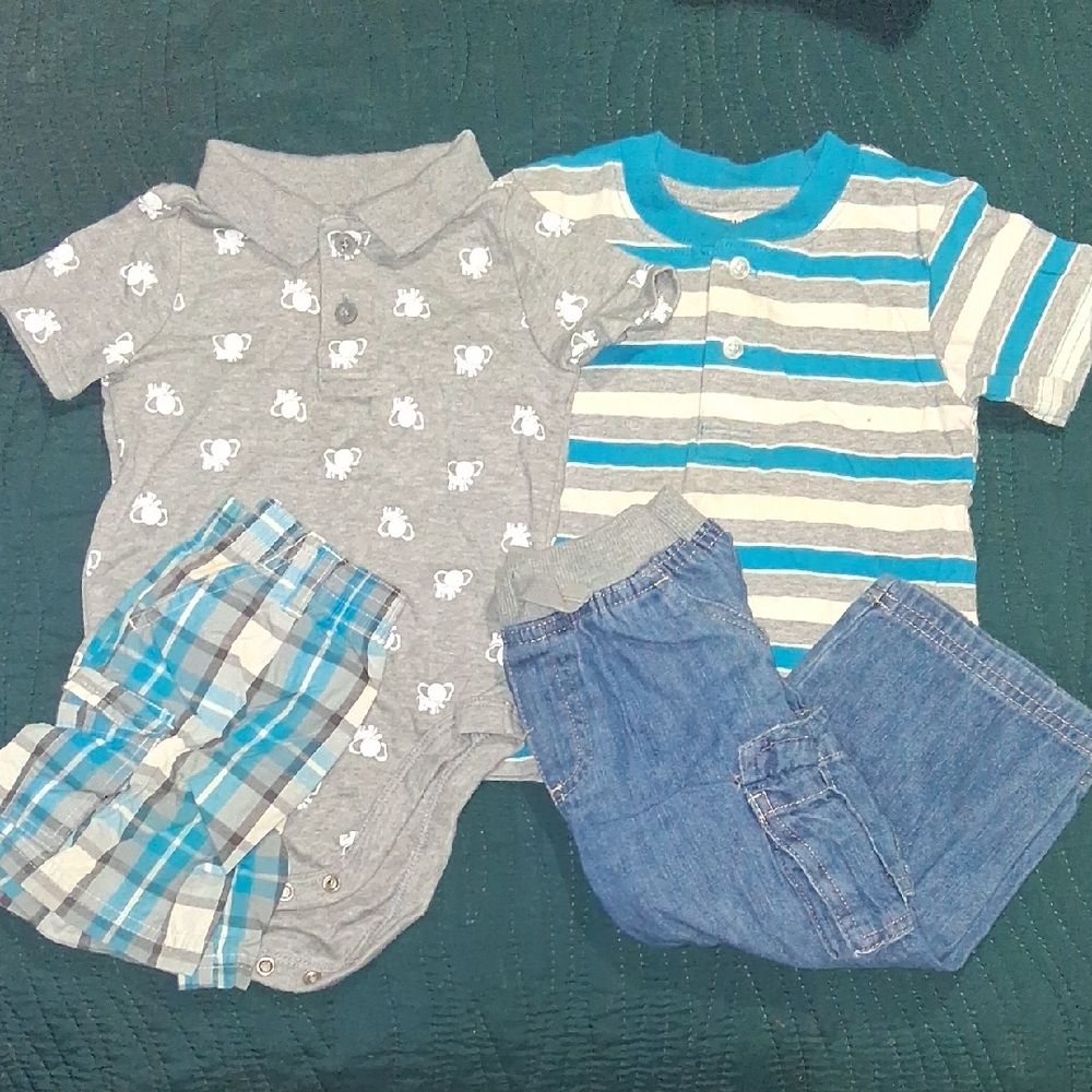 Baby Boy Outfit Set - Gray and Blue